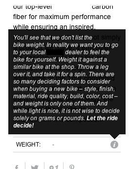 Another company's online weight disclaimer