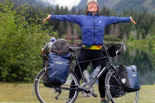 Robin with her Rodriguez Adventure touring bicycle