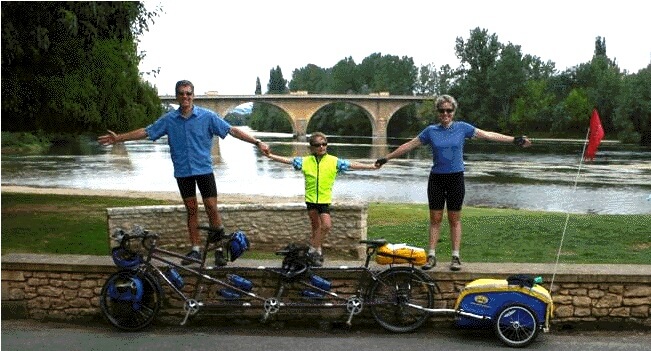 Touring France on a Rodiguez Bicycle built for 3