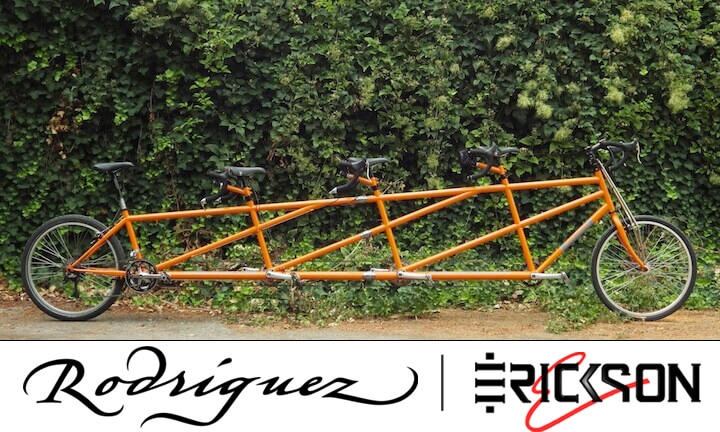 Orange bicycle built for 4 adults